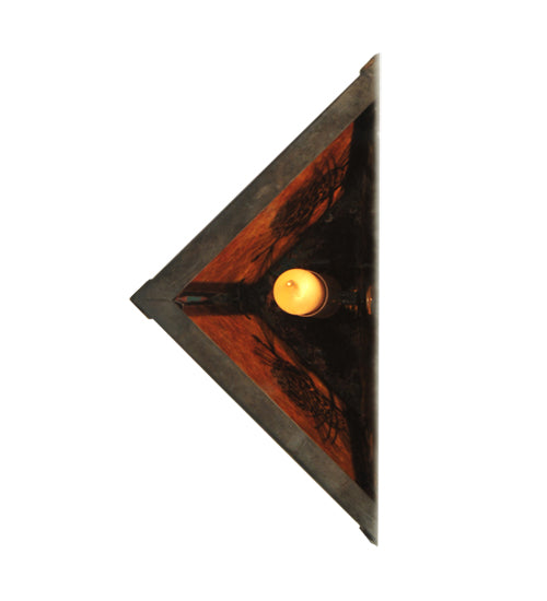 Meyda Lighting Winter Pine 9" Craftsman Brown Wall Sconce With Amber Mica Shade Glass