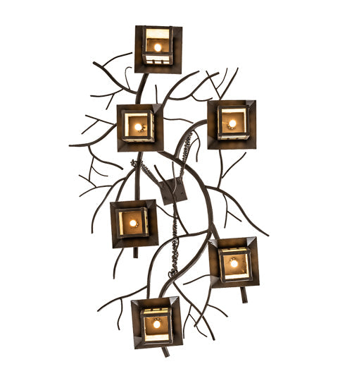 Meyda Lighting Winter Solstice 261726 51" 6-Light Oil Rubbed Bronze Island Chandelier With Beige Shade Glass