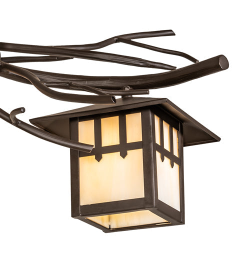 Meyda Lighting Winter Solstice 261726 51" 6-Light Oil Rubbed Bronze Island Chandelier With Beige Shade Glass