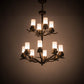 Meyda Lighting Winter Solstice 30" 12-Light 2-Tier Antique Copper Chandelier With White Statuario Idalight Shade Glass