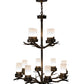 Meyda Lighting Winter Solstice 30" 12-Light 2-Tier Antique Copper Chandelier With White Statuario Idalight Shade Glass