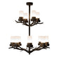 Meyda Lighting Winter Solstice 30" 12-Light 2-Tier Antique Copper Chandelier With White Statuario Idalight Shade Glass