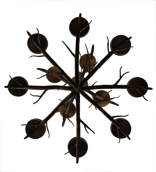Meyda Lighting Winter Solstice 30" 12-Light 2-Tier Antique Copper Chandelier With White Statuario Idalight Shade Glass