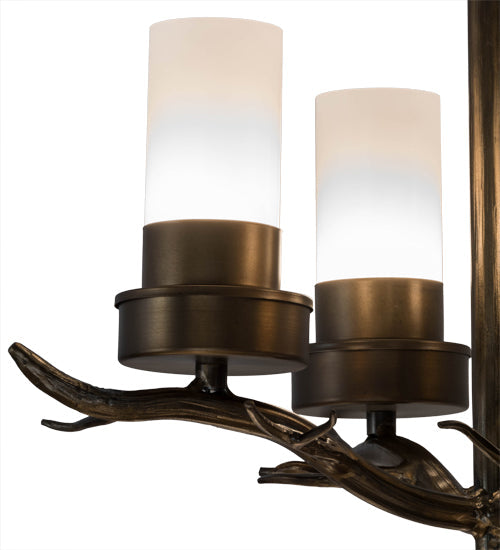 Meyda Lighting Winter Solstice 30" 12-Light 2-Tier Antique Copper Chandelier With White Statuario Idalight Shade Glass