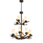 Meyda Lighting Winter Solstice 30" 12-Light Classic Rust Chandelier With Ivorygrain Idalight Shade