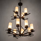 Meyda Lighting Winter Solstice 30" 12-Light Classic Rust Chandelier With Ivorygrain Idalight Shade