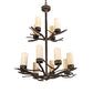 Meyda Lighting Winter Solstice 30" 12-Light Classic Rust Chandelier With Ivorygrain Idalight Shade