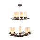 Meyda Lighting Winter Solstice 30" 12-Light Classic Rust Chandelier With Ivorygrain Idalight Shade