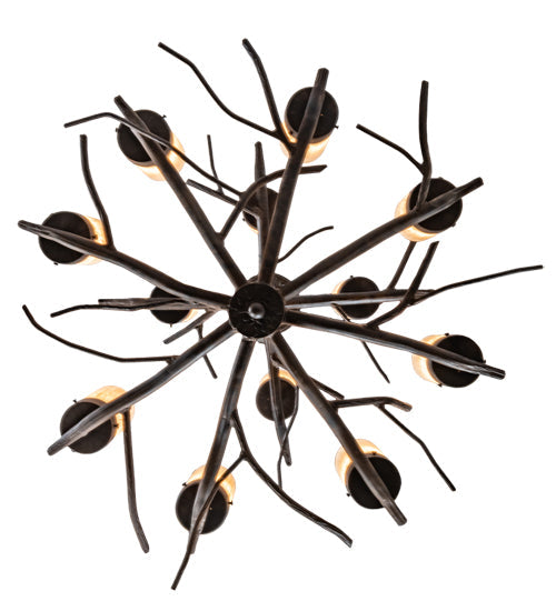 Meyda Lighting Winter Solstice 30" 12-Light Classic Rust Chandelier With Ivorygrain Idalight Shade