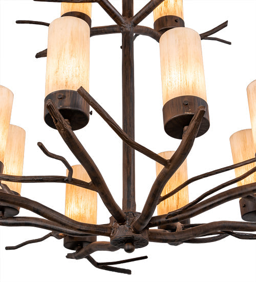 Meyda Lighting Winter Solstice 30" 12-Light Classic Rust Chandelier With Ivorygrain Idalight Shade