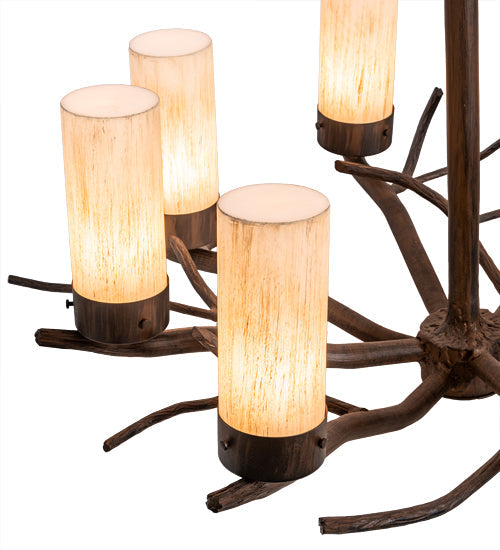 Meyda Lighting Winter Solstice 30" 12-Light Classic Rust Chandelier With Ivorygrain Idalight Shade