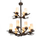 Meyda Lighting Winter Solstice 30" 12-Light Classic Rust Chandelier With Ivorygrain Idalight Shade