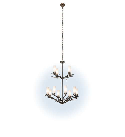 Meyda Lighting Winter Solstice 42" 12-Light Dark Burnished Antique Copper Chandelier With Whitestone Idalight Shade