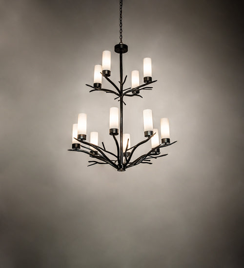 Meyda Lighting Winter Solstice 42" 12-Light Dark Burnished Antique Copper Chandelier With Whitestone Idalight Shade
