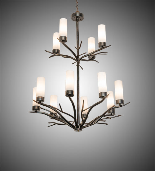 Meyda Lighting Winter Solstice 42" 12-Light Dark Burnished Antique Copper Chandelier With Whitestone Idalight Shade