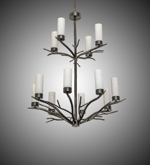 Meyda Lighting Winter Solstice 42" 12-Light Dark Burnished Antique Copper Chandelier With Whitestone Idalight Shade