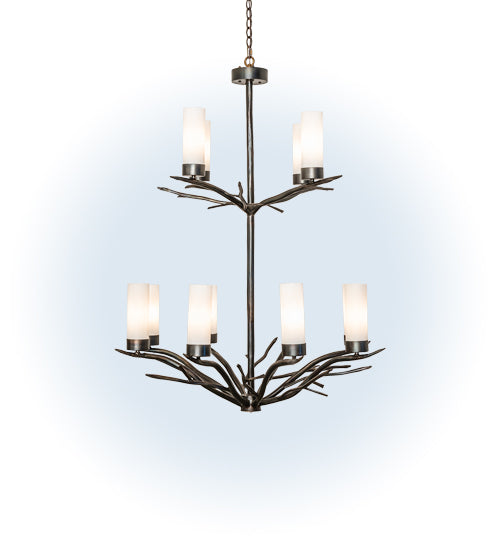 Meyda Lighting Winter Solstice 42" 12-Light Dark Burnished Antique Copper Chandelier With Whitestone Idalight Shade