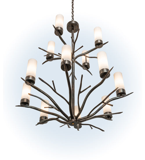 Meyda Lighting Winter Solstice 42" 12-Light Dark Burnished Antique Copper Chandelier With Whitestone Idalight Shade