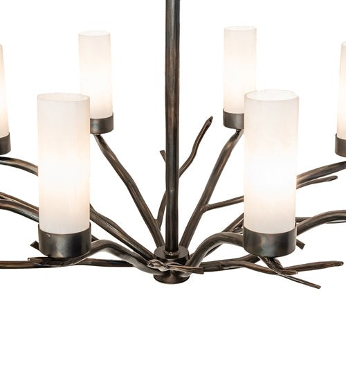 Meyda Lighting Winter Solstice 42" 12-Light Dark Burnished Antique Copper Chandelier With Whitestone Idalight Shade