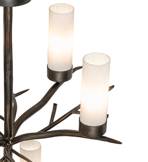 Meyda Lighting Winter Solstice 42" 12-Light Dark Burnished Antique Copper Chandelier With Whitestone Idalight Shade
