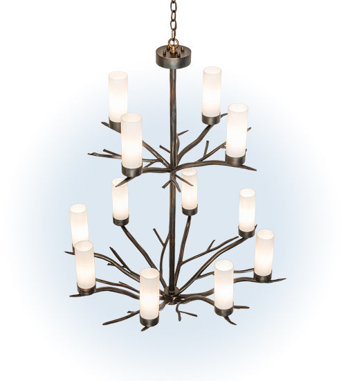 Meyda Lighting Winter Solstice 42" 12-Light Dark Burnished Antique Copper Chandelier With Whitestone Idalight Shade