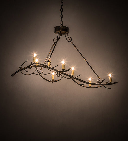 Meyda Lighting Winter Solstice 44" 8-Light Light Burnished Antique Copper Island Chandelier With Amber Faux Candlelight