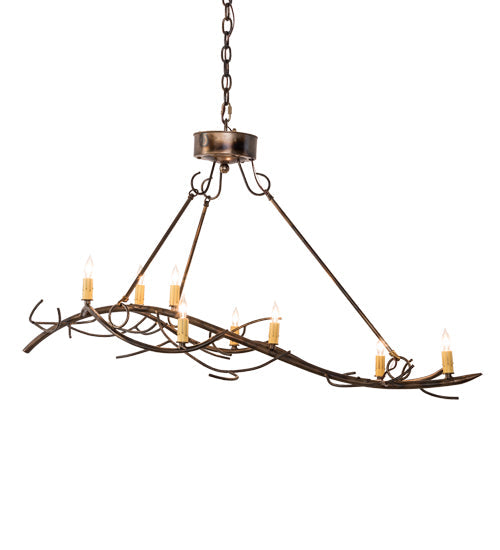 Meyda Lighting Winter Solstice 44" 8-Light Light Burnished Antique Copper Island Chandelier With Amber Faux Candlelight