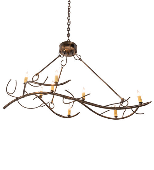 Meyda Lighting Winter Solstice 44" 8-Light Light Burnished Antique Copper Island Chandelier With Amber Faux Candlelight
