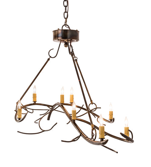 Meyda Lighting Winter Solstice 44" 8-Light Light Burnished Antique Copper Island Chandelier With Amber Faux Candlelight