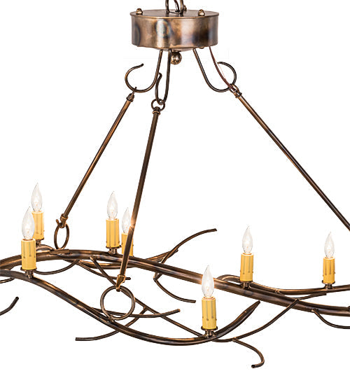Meyda Lighting Winter Solstice 44" 8-Light Light Burnished Antique Copper Island Chandelier With Amber Faux Candlelight