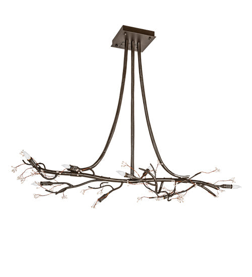 Meyda Lighting Winter Solstice 48" 8-Light Oil Rubbed Bronze Budding Chandelier With Clear Accents Shade Glass