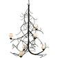 Meyda Lighting Winter Solstice 50" 6-Light Textured Black Empire Chandelier With White Natural Linen Shade