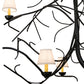 Meyda Lighting Winter Solstice 50" 6-Light Textured Black Empire Chandelier With White Natural Linen Shade