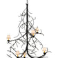 Meyda Lighting Winter Solstice 50" 6-Light Textured Black Empire Chandelier With White Natural Linen Shade