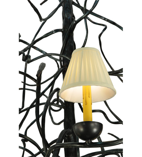 Meyda Lighting Winter Solstice 50" 6-Light Wrought Iron Chandelier With Creamy Natural Linen Shade