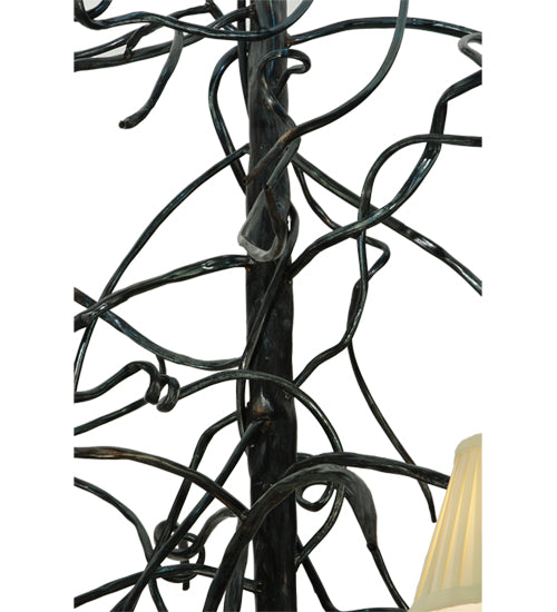 Meyda Lighting Winter Solstice 50" 6-Light Wrought Iron Chandelier With Creamy Natural Linen Shade