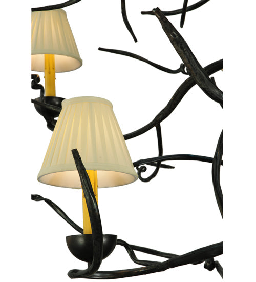 Meyda Lighting Winter Solstice 50" 6-Light Wrought Iron Chandelier With Creamy Natural Linen Shade