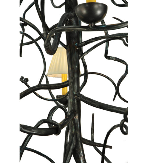 Meyda Lighting Winter Solstice 50" 6-Light Wrought Iron Chandelier With Creamy Natural Linen Shade
