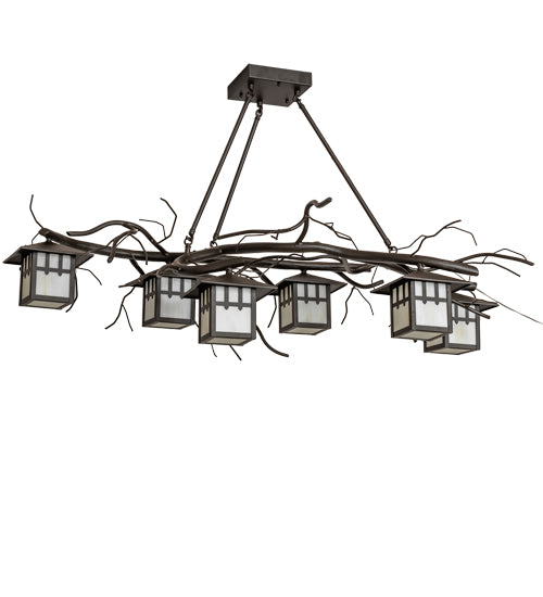 Meyda Lighting Winter Solstice 51" 6-Light Oil Rubbed Bronze Island Chandelier With Beige Shade Glass