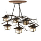 Meyda Lighting Winter Solstice 51" 6-Light Oil Rubbed Bronze Island Chandelier With Beige Shade Glass