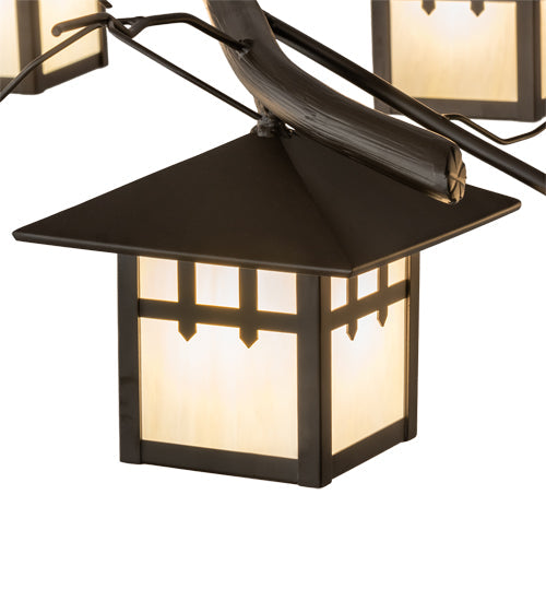 Meyda Lighting Winter Solstice 51" 6-Light Oil Rubbed Bronze Island Chandelier With Beige Shade Glass