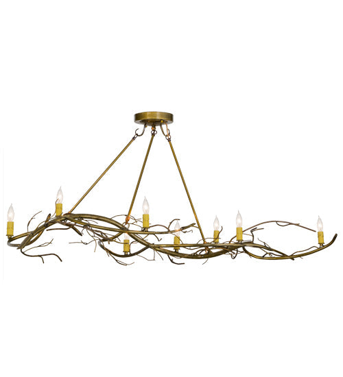 Meyda Lighting Winter Solstice 57" 8-Light Transparent Gold Island Chandelier With Ivory Faux Candlelight