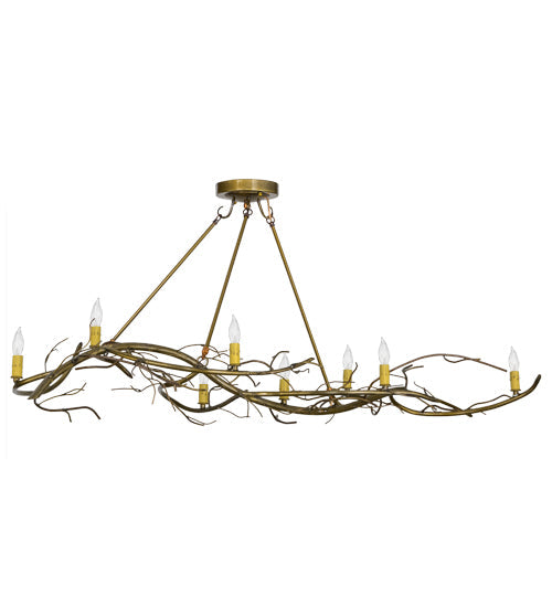 Meyda Lighting Winter Solstice 57" 8-Light Transparent Gold Island Chandelier With Ivory Faux Candlelight