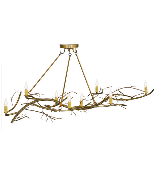 Meyda Lighting Winter Solstice 57" 8-Light Transparent Gold Island Chandelier With Ivory Faux Candlelight