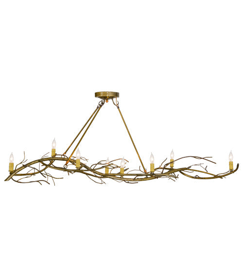 Meyda Lighting Winter Solstice 57" 8-Light Transparent Gold Island Chandelier With Ivory Faux Candlelight