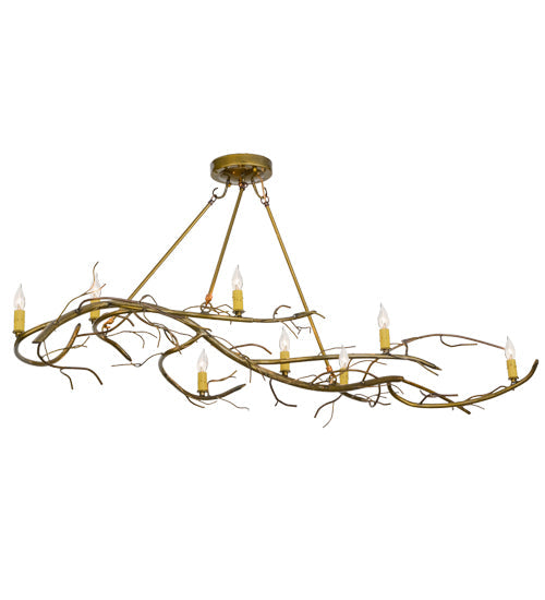 Meyda Lighting Winter Solstice 57" 8-Light Transparent Gold Island Chandelier With Ivory Faux Candlelight