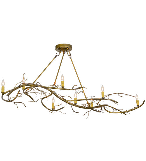 Meyda Lighting Winter Solstice 57" 8-Light Transparent Gold Island Chandelier With Ivory Faux Candlelight