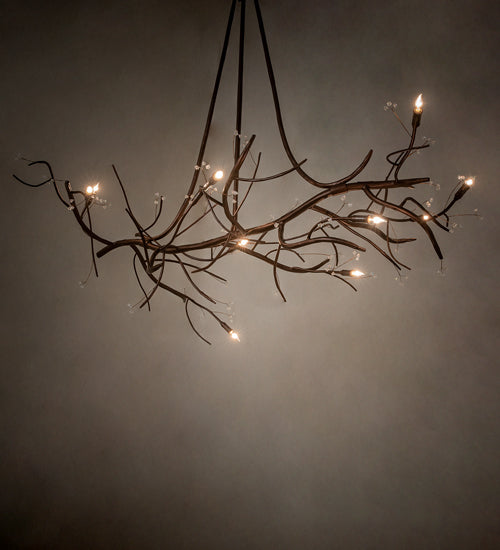 Meyda Lighting Winter Solstice 60" 11-Light Mahogany Bronze Island Chandelier With Clear Tulip Shade Glass