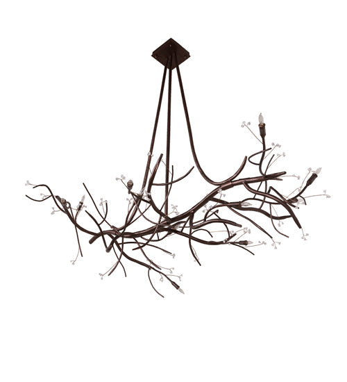 Meyda Lighting Winter Solstice 60" 11-Light Mahogany Bronze Island Chandelier With Clear Tulip Shade Glass