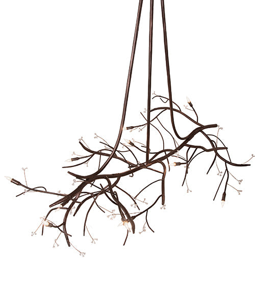 Meyda Lighting Winter Solstice 60" 11-Light Mahogany Bronze Island Chandelier With Clear Tulip Shade Glass